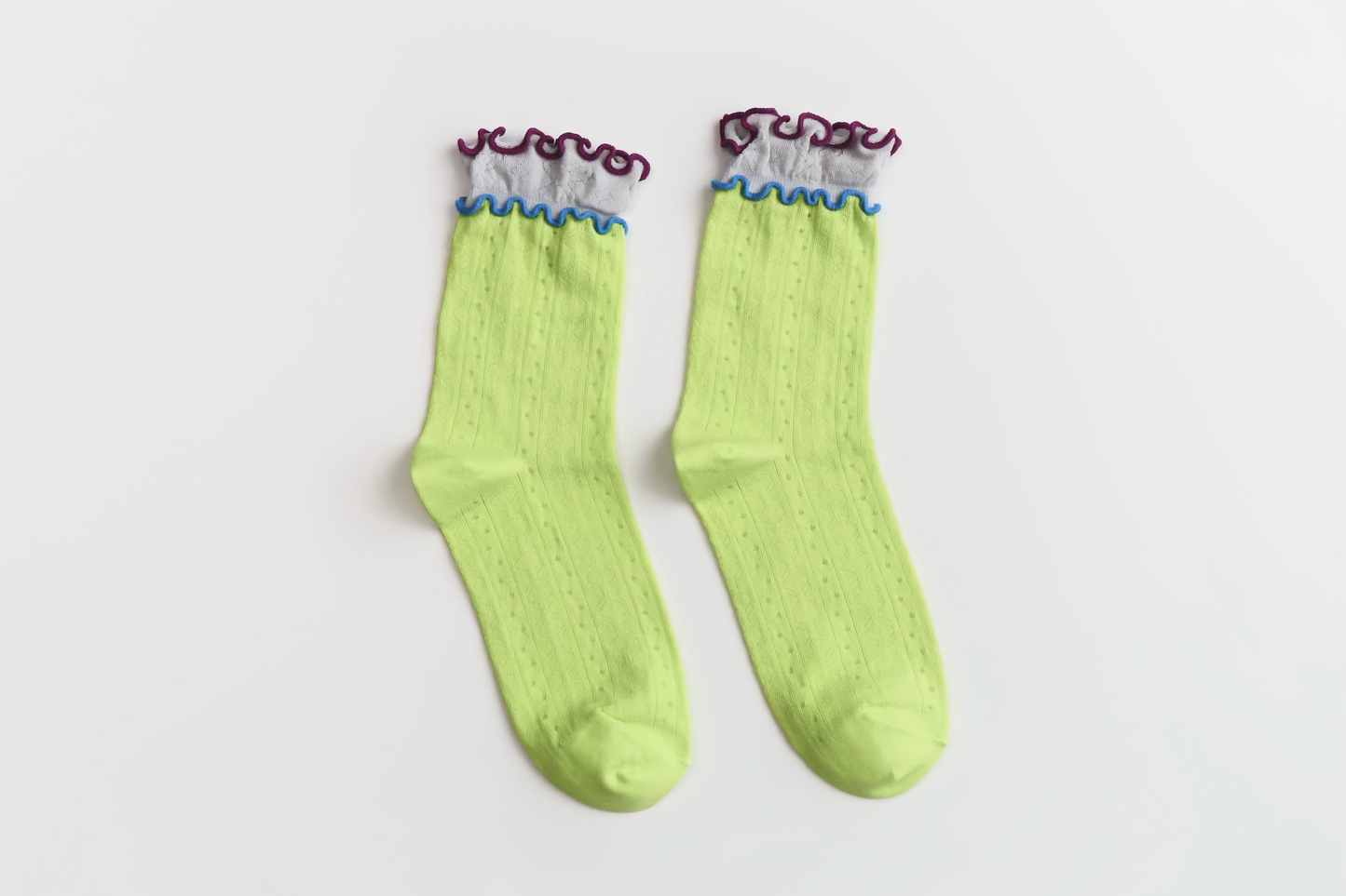 2-Pack Women’s Colorblock Cotton Socks – Lightweight Ruffle Trim