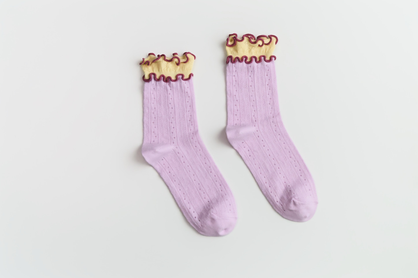 2-Pack Women’s Colorblock Cotton Socks – Lightweight Ruffle Trim