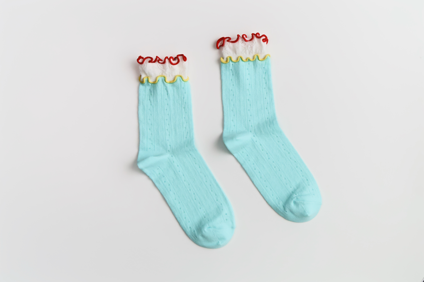 2-Pack Women’s Colorblock Cotton Socks – Lightweight Ruffle Trim