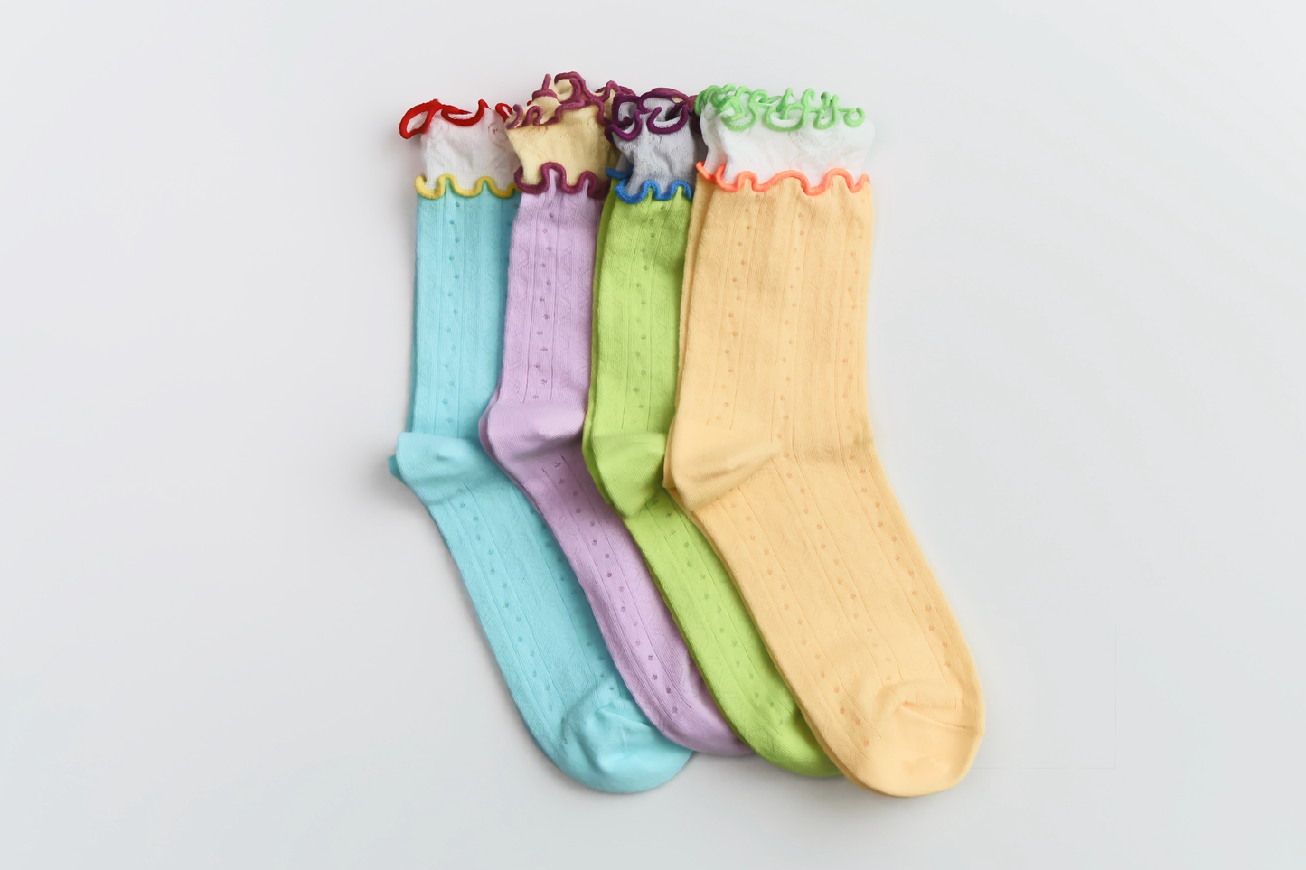 2-Pack Women’s Colorblock Cotton Socks – Lightweight Ruffle Trim