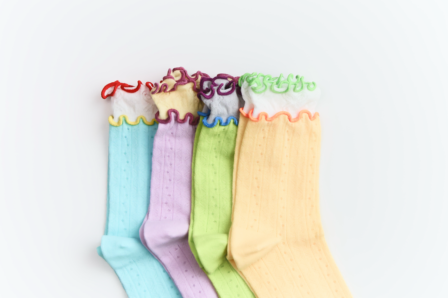 2-Pack Women’s Colorblock Cotton Socks – Lightweight Ruffle Trim