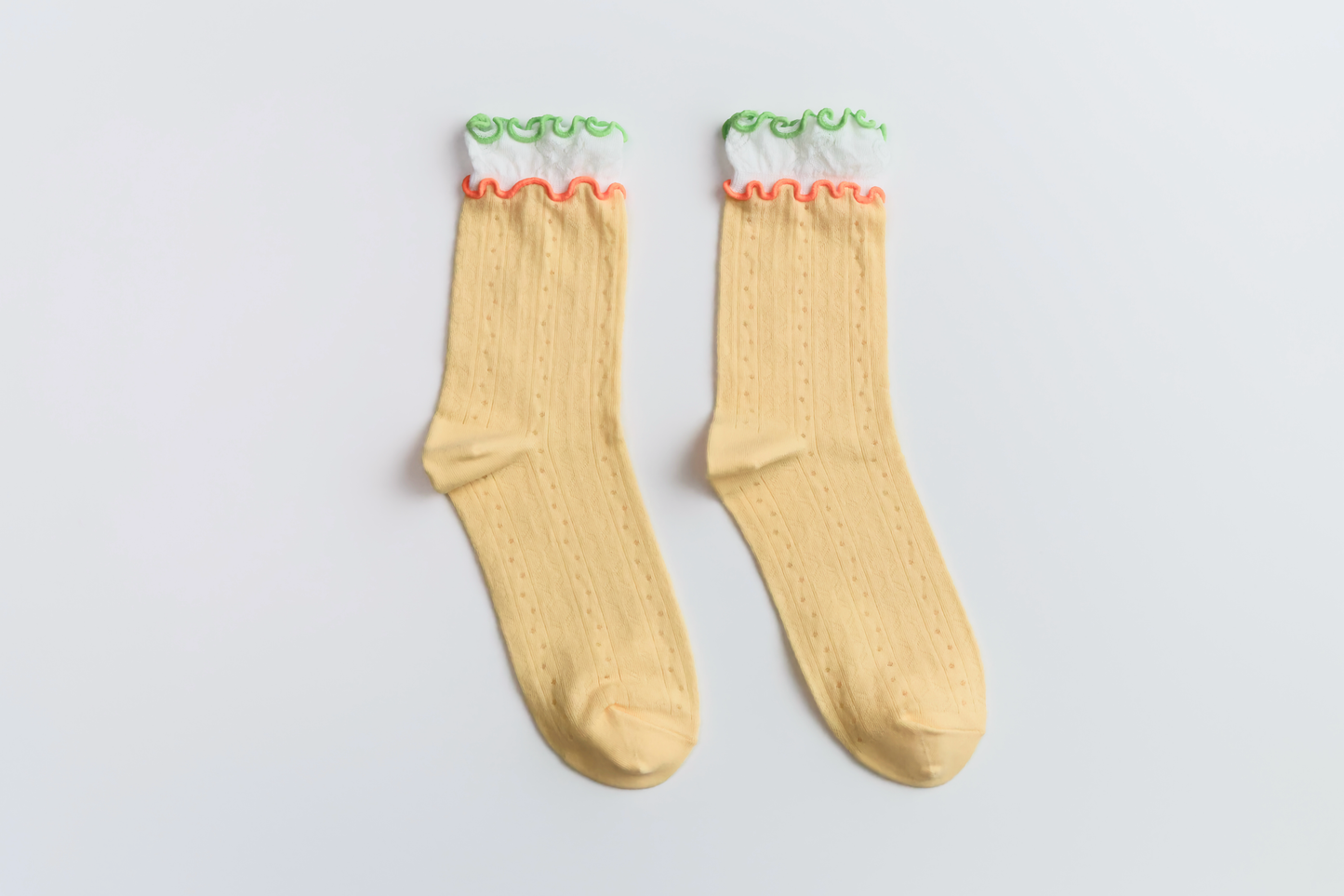 2-Pack Women’s Colorblock Cotton Socks – Lightweight Ruffle Trim