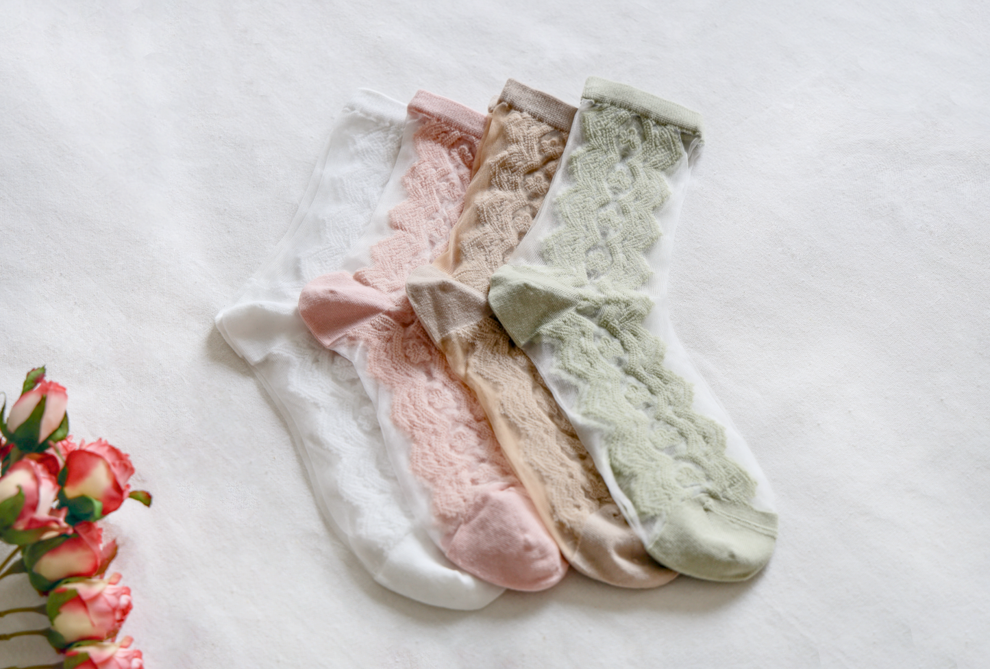 2-Pack Women's Sheer Mesh Socks - Breathable Cotton Blend for Summer