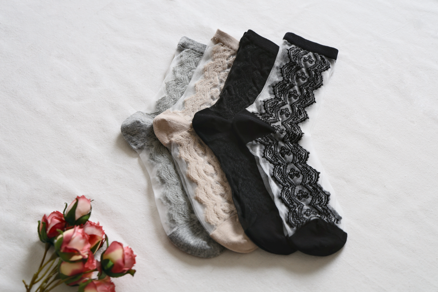 2-Pack Women's Sheer Mesh Socks - Breathable Cotton Blend for Summer