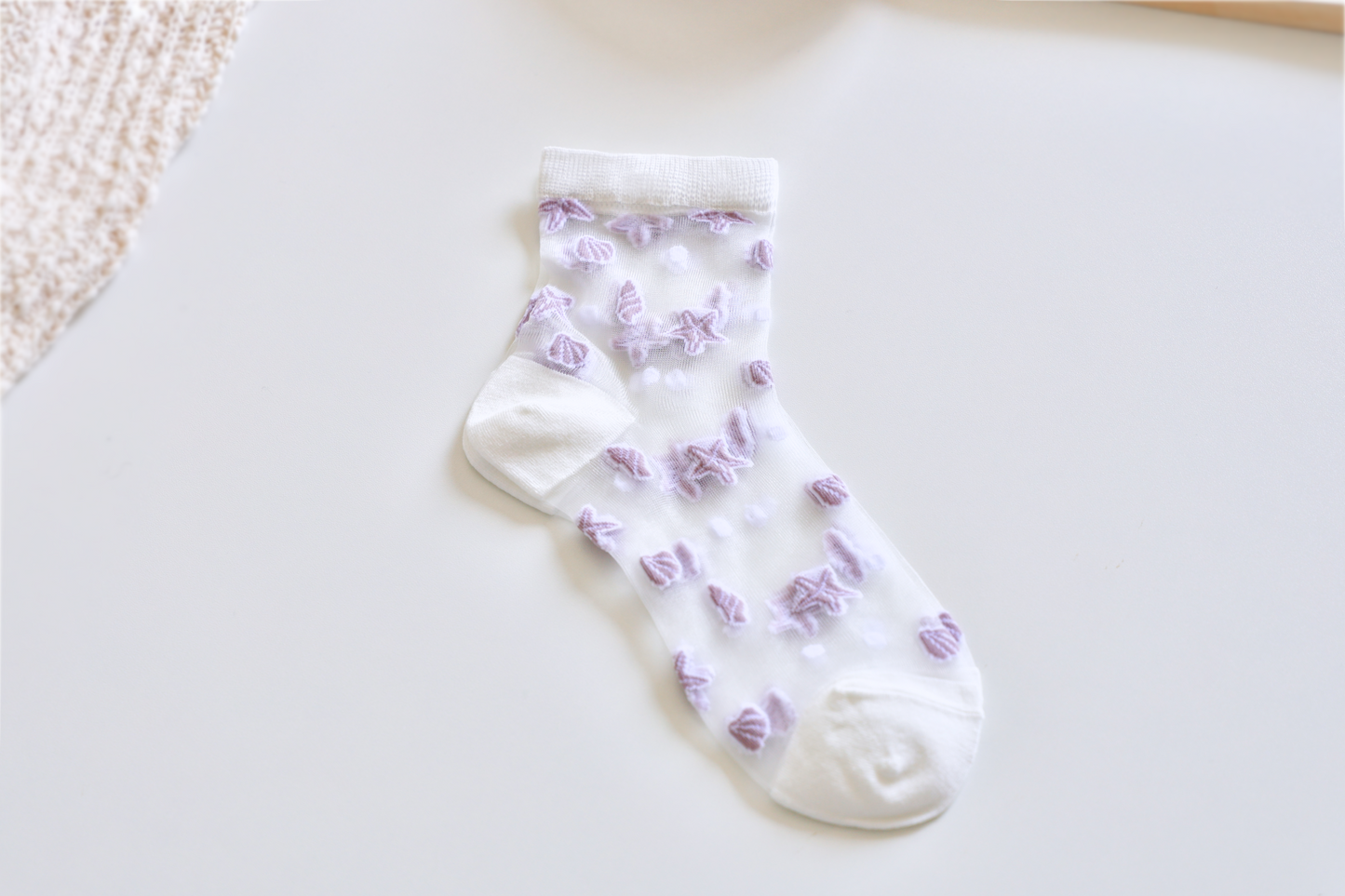 2-Pack Women's Sheer Socks - Summer Breathable Starfish & Seashell