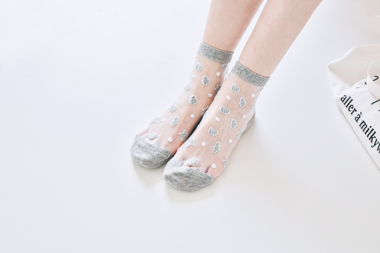 2-Pack Women's Sheer Socks - Summer Breathable Starfish & Seashell