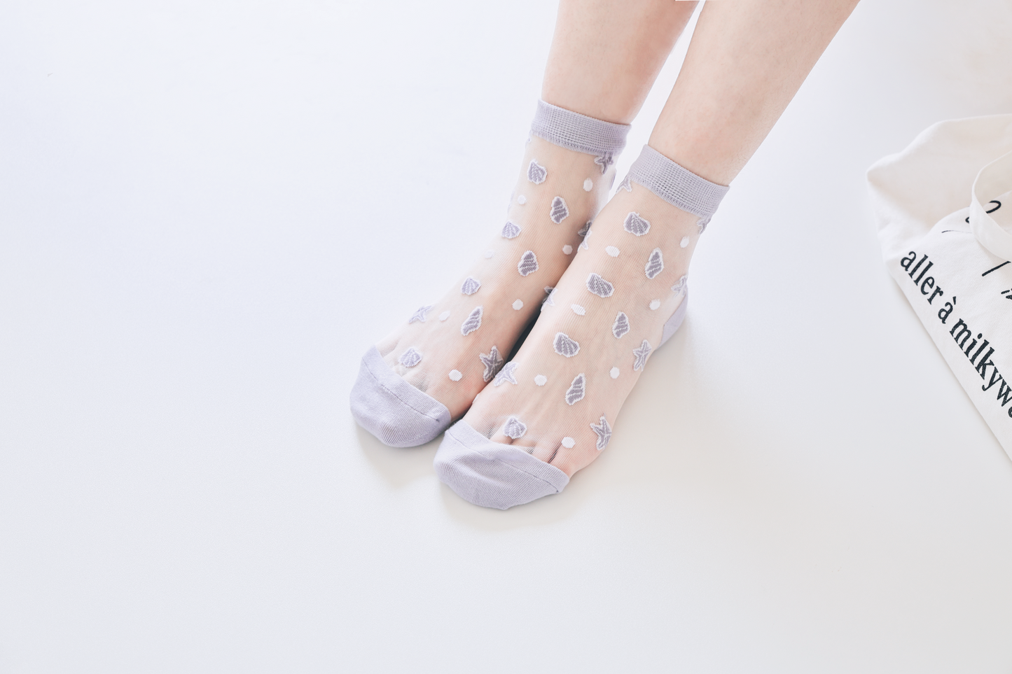 2-Pack Women's Sheer Socks - Summer Breathable Starfish & Seashell