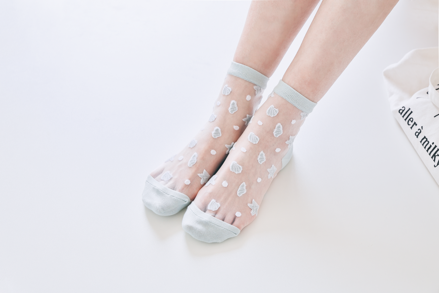 2-Pack Women's Sheer Socks - Summer Breathable Starfish & Seashell