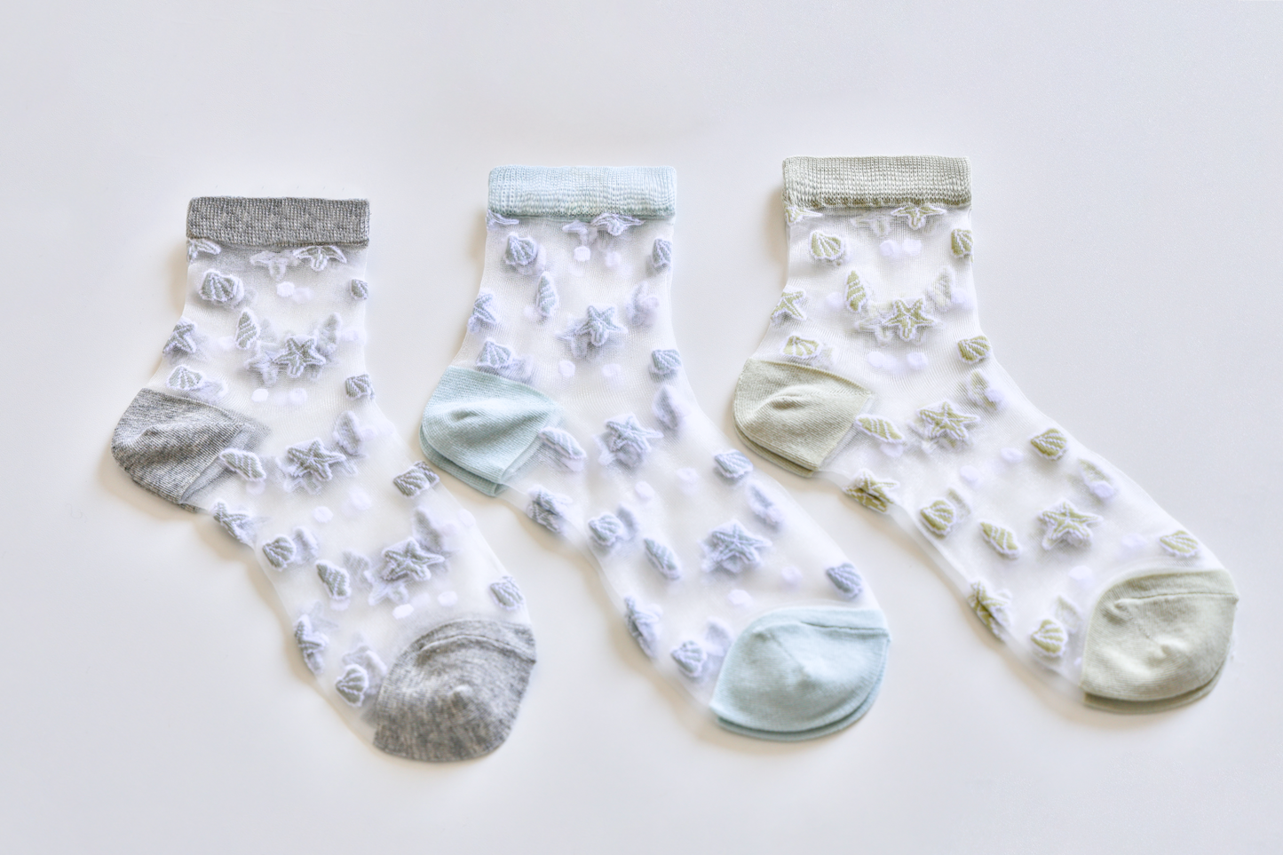 2-Pack Women's Sheer Socks - Summer Breathable Starfish & Seashell