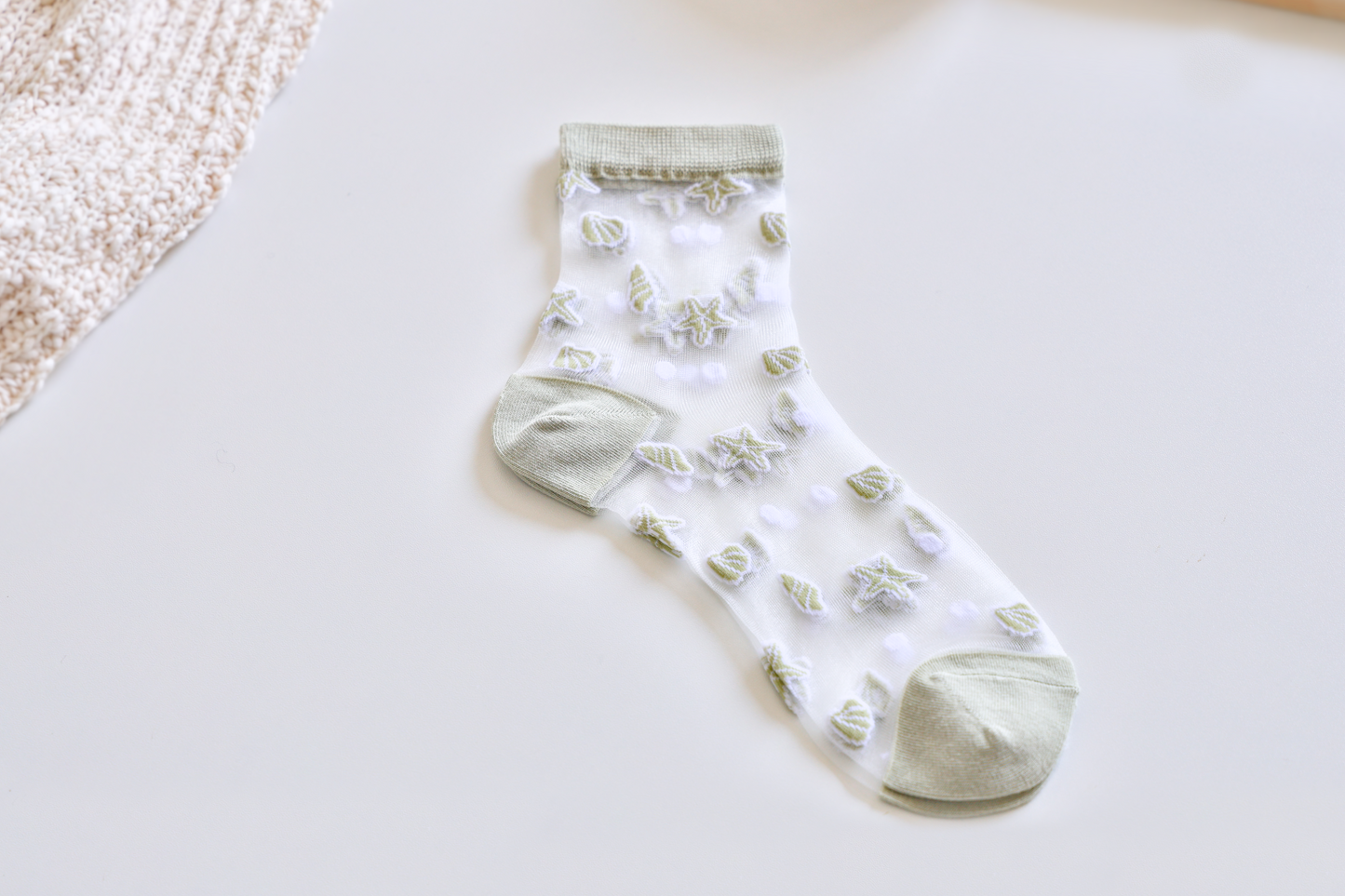 2-Pack Women's Sheer Socks - Summer Breathable Starfish & Seashell