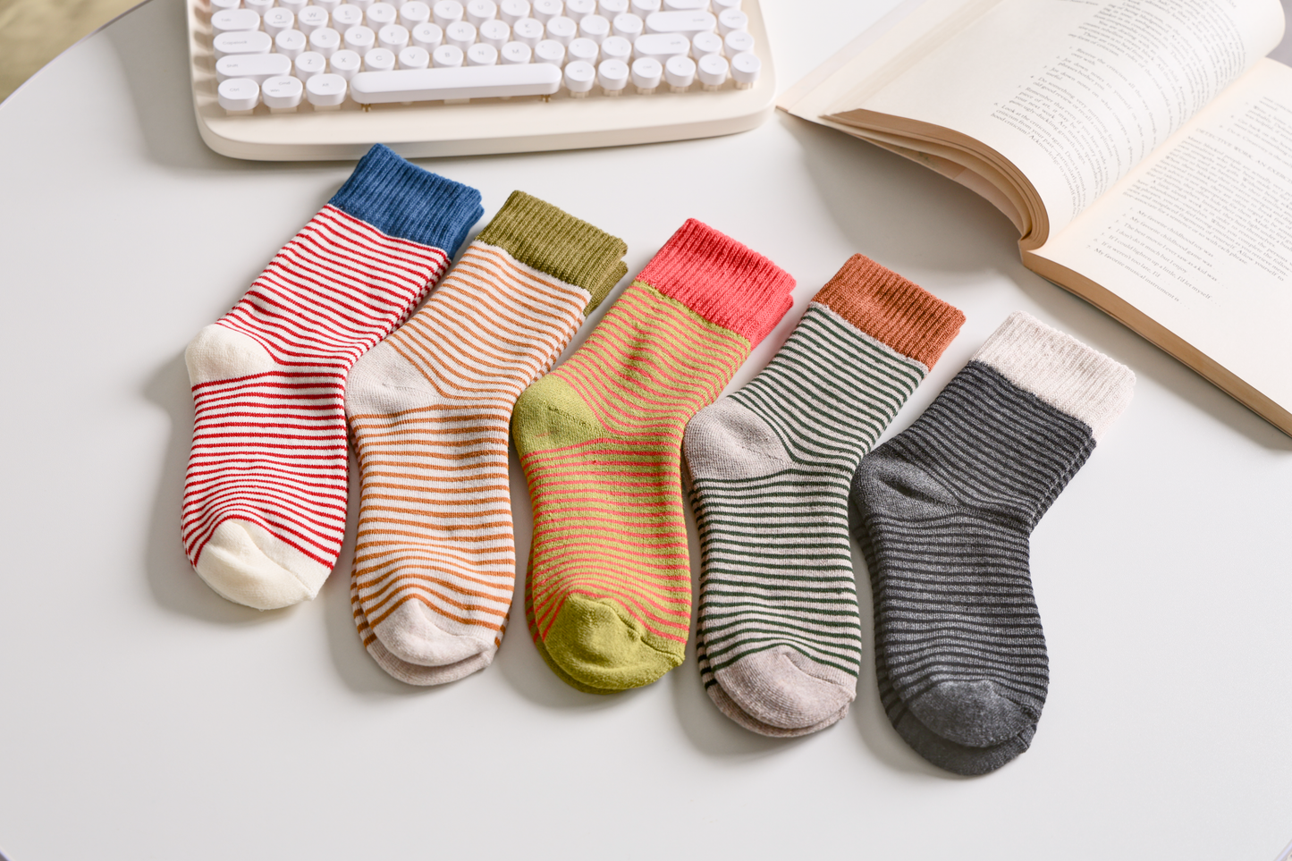 2-Pack Women's Striped Cotton Socks - Soft, Breathable & Stylish