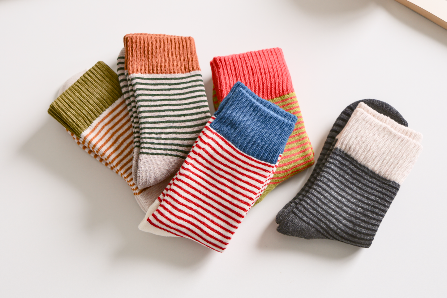 2-Pack Women's Striped Cotton Socks - Soft, Breathable & Stylish