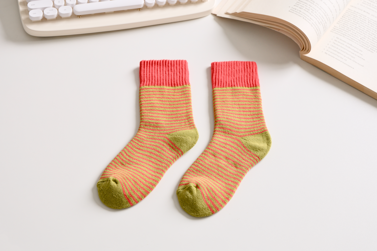 2-Pack Women's Striped Cotton Socks - Soft, Breathable & Stylish
