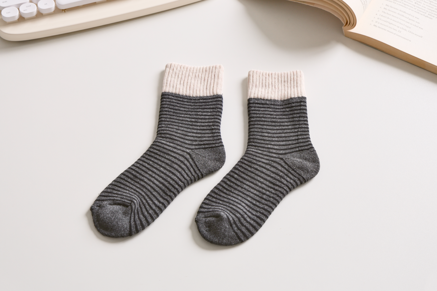 2-Pack Women's Striped Cotton Socks - Soft, Breathable & Stylish