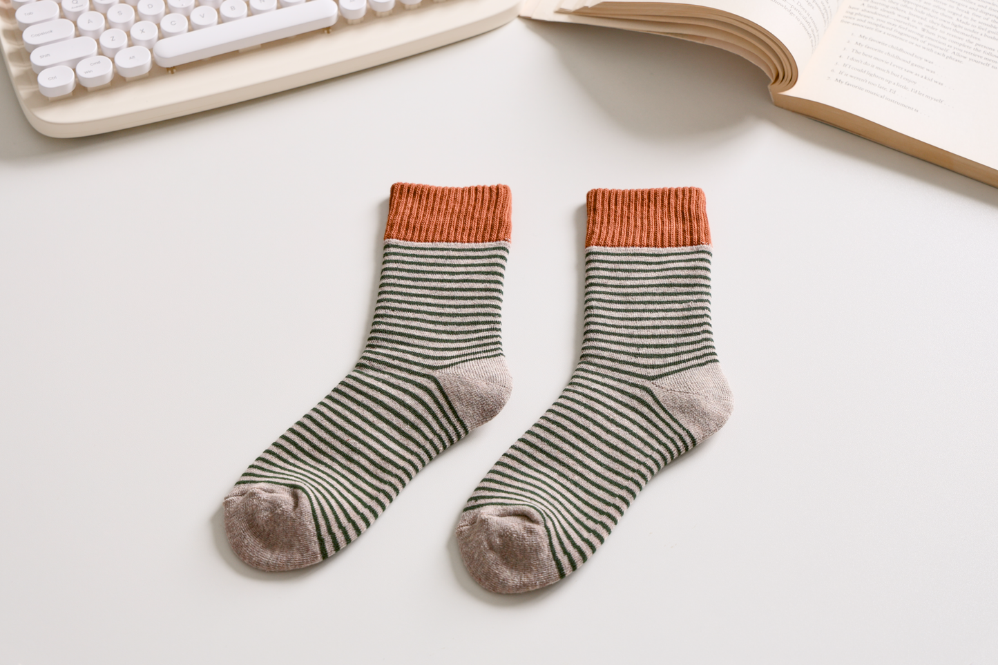2-Pack Women's Striped Cotton Socks - Soft, Breathable & Stylish