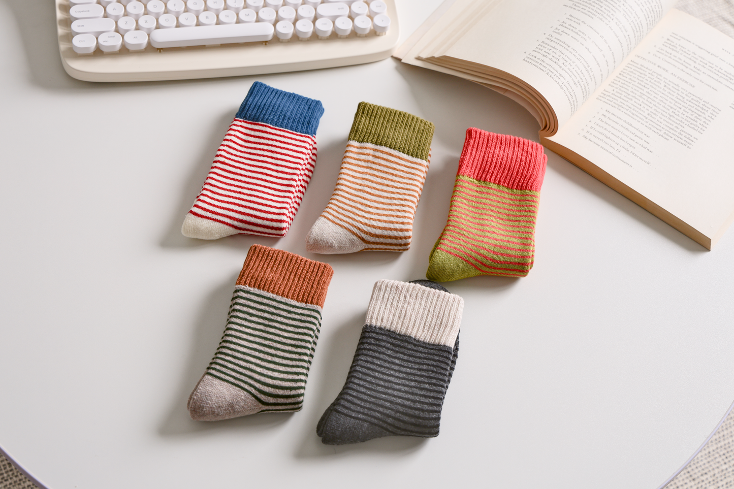 2-Pack Women's Striped Cotton Socks - Soft, Breathable & Stylish