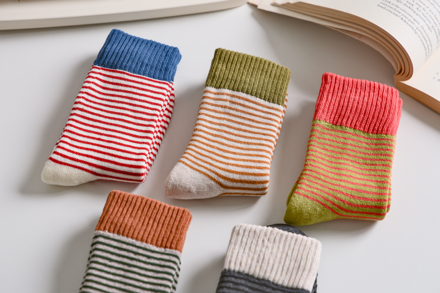2-Pack Women's Striped Cotton Socks - Soft, Breathable & Stylish
