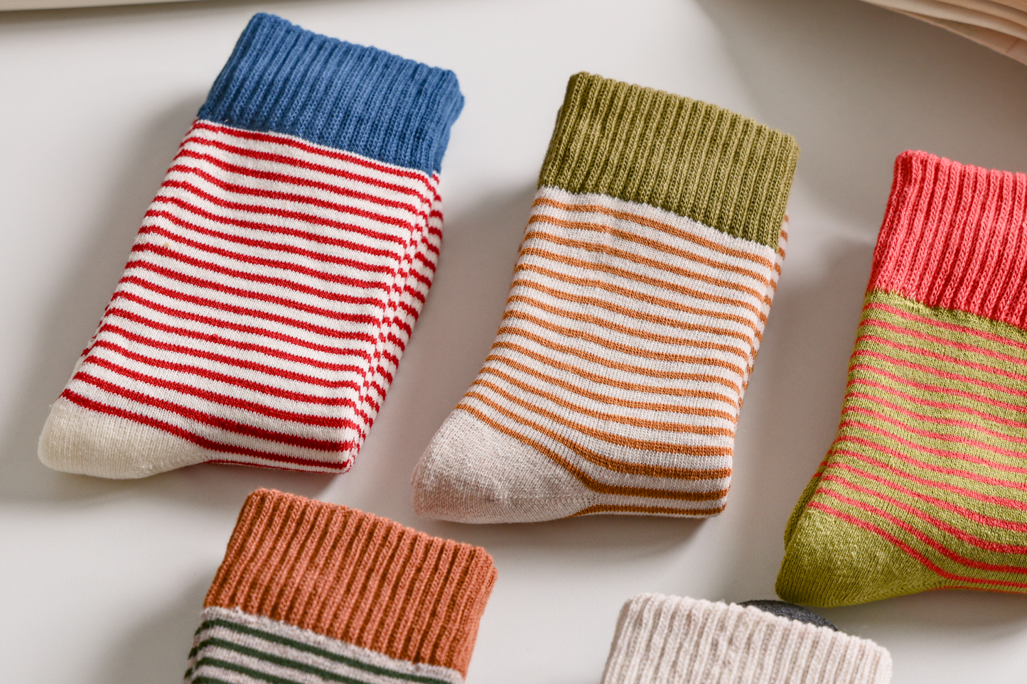 2-Pack Women's Striped Cotton Socks - Soft, Breathable & Stylish