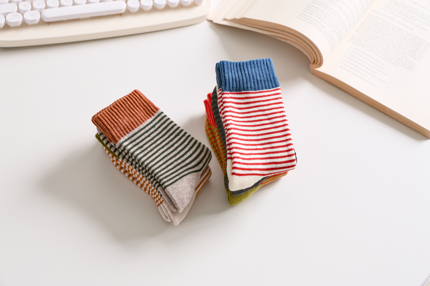 2-Pack Women's Striped Cotton Socks - Soft, Breathable & Stylish