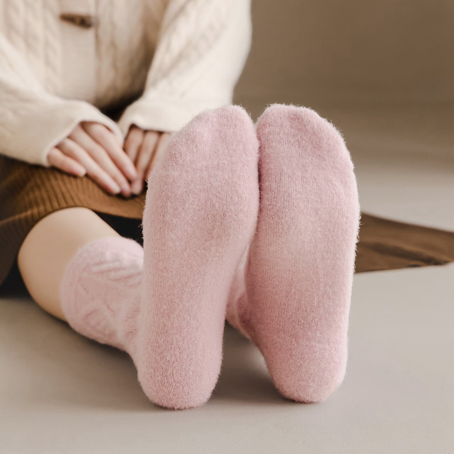 2-Pack Women's Winter Wool Socks - Thick Cable Knit Warm Socks