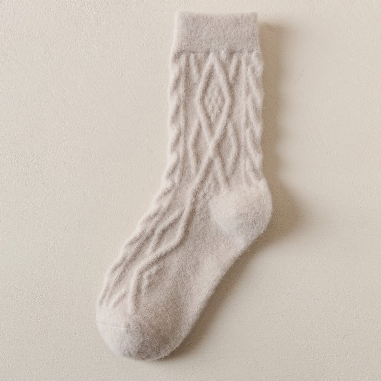 2-Pack Women's Winter Wool Socks - Thick Cable Knit Warm Socks