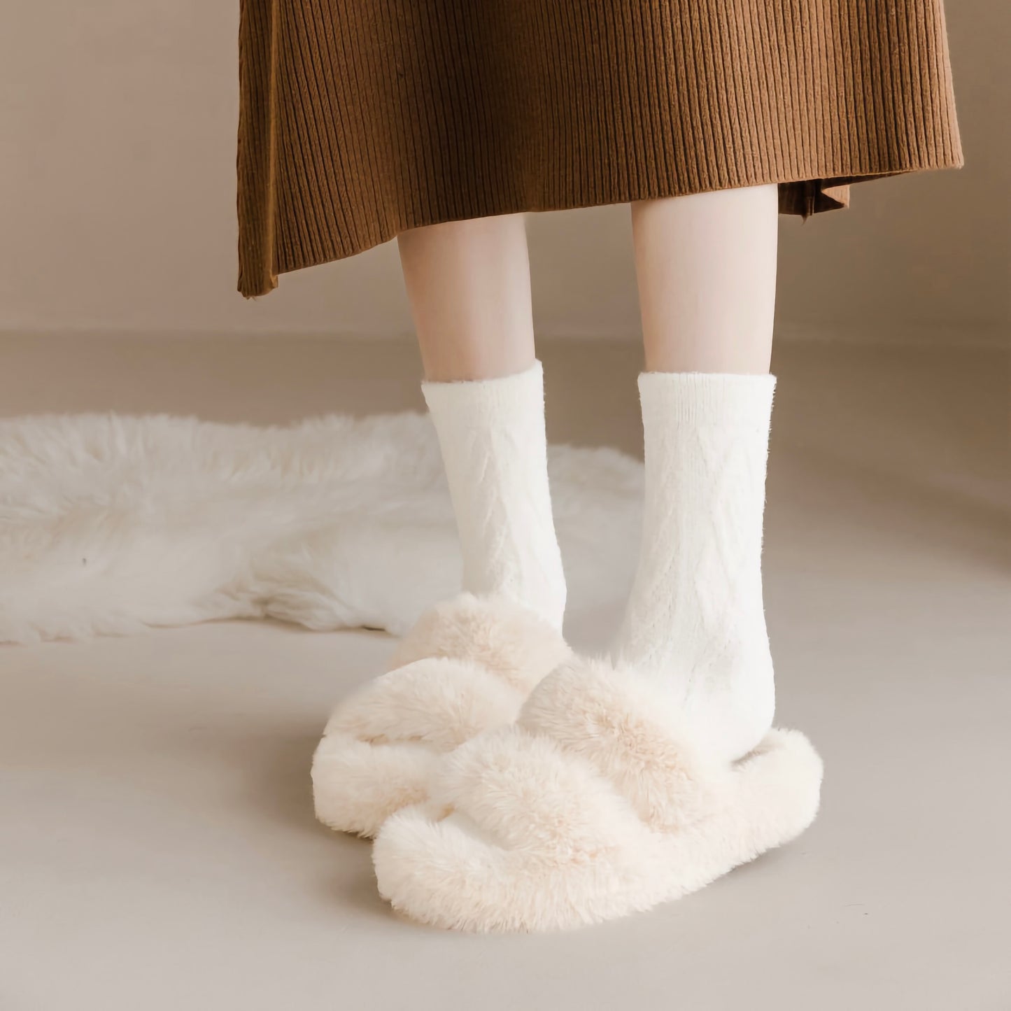 2-Pack Women's Winter Wool Socks - Thick Cable Knit Warm Socks