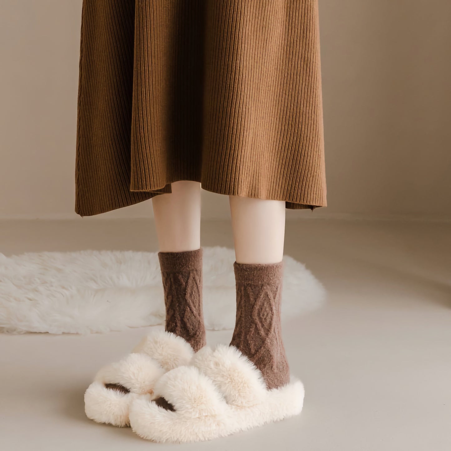 2-Pack Women's Winter Wool Socks - Thick Cable Knit Warm Socks