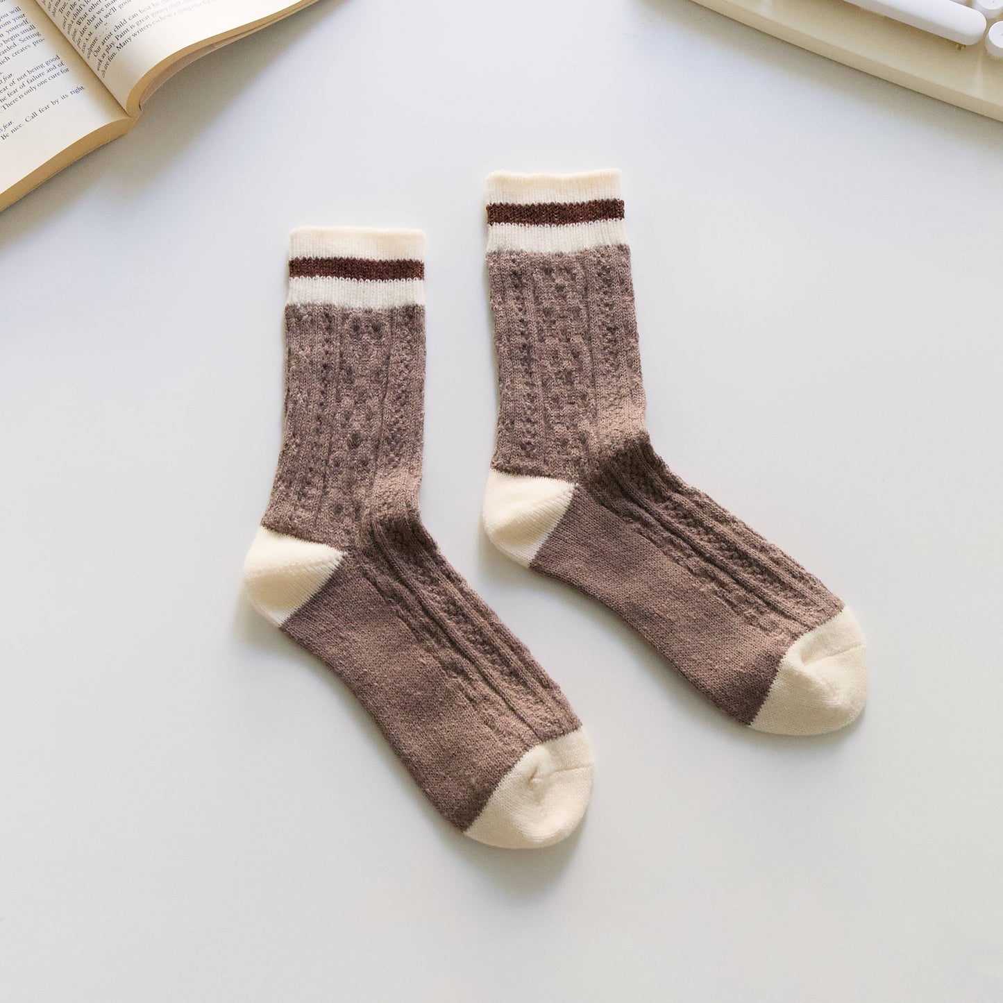 2-Pack Women’s Wool Blend Crew Socks – Soft Knit Warm