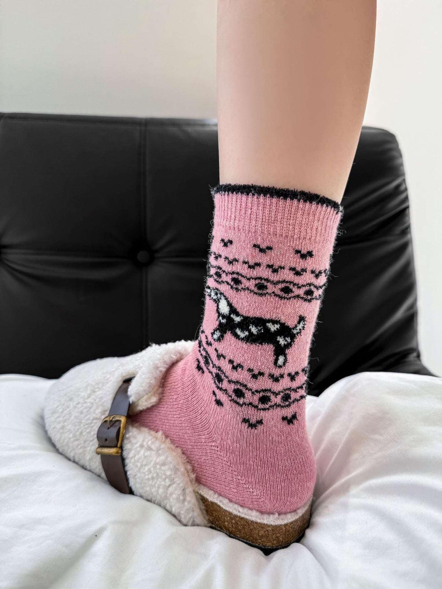 2-Pack Women's Wool Socks - Warm Dachshund Pattern Winter Socks