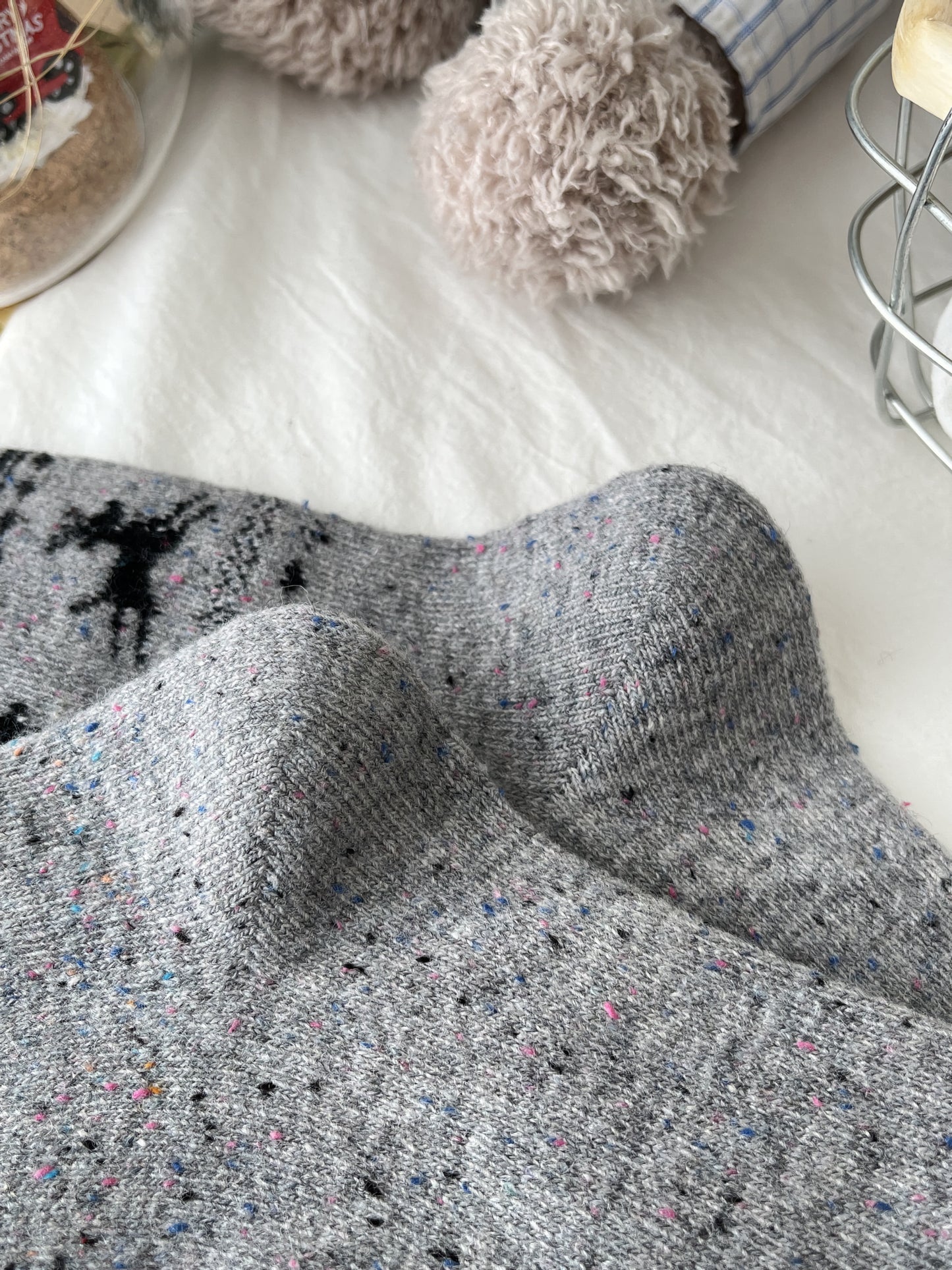 2-Pack Women's Wool Socks - Warm Reindeer Design for Fall & Winter