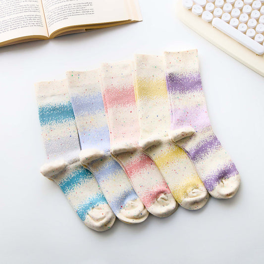 Soft Colors, Cozy Comfort: Pastel Speckled Crew Socks for Everyday Style