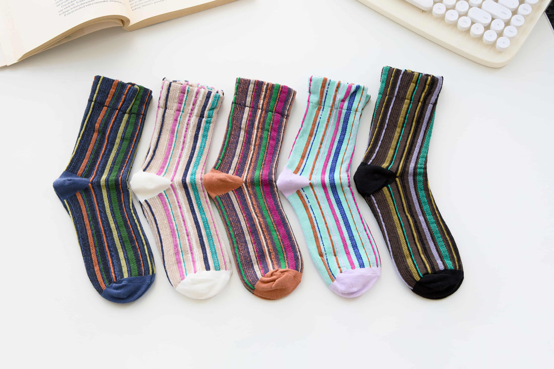 Stripes with Texture: Soft Cotton Crew Socks for Effortless Everyday Style