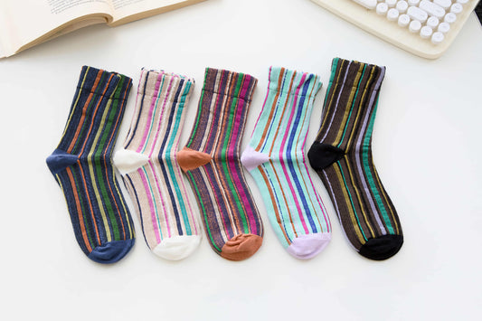 Stripes with Texture: Soft Cotton Crew Socks for Effortless Everyday Style