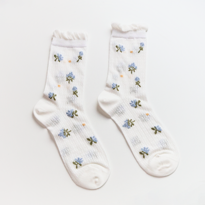 2-Pack Women’s Purple Floral Mesh Socks – Thin, Lightweight & Breathable