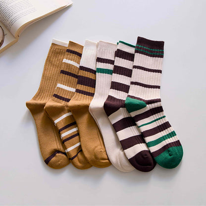 3-Pack Women’s Retro Striped Crew Socks – Cashmere Blend