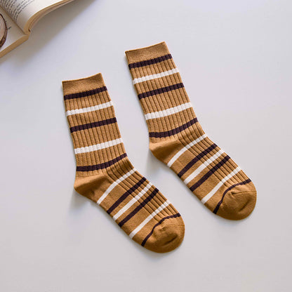 3-Pack Women’s Retro Striped Crew Socks – Cashmere Blend