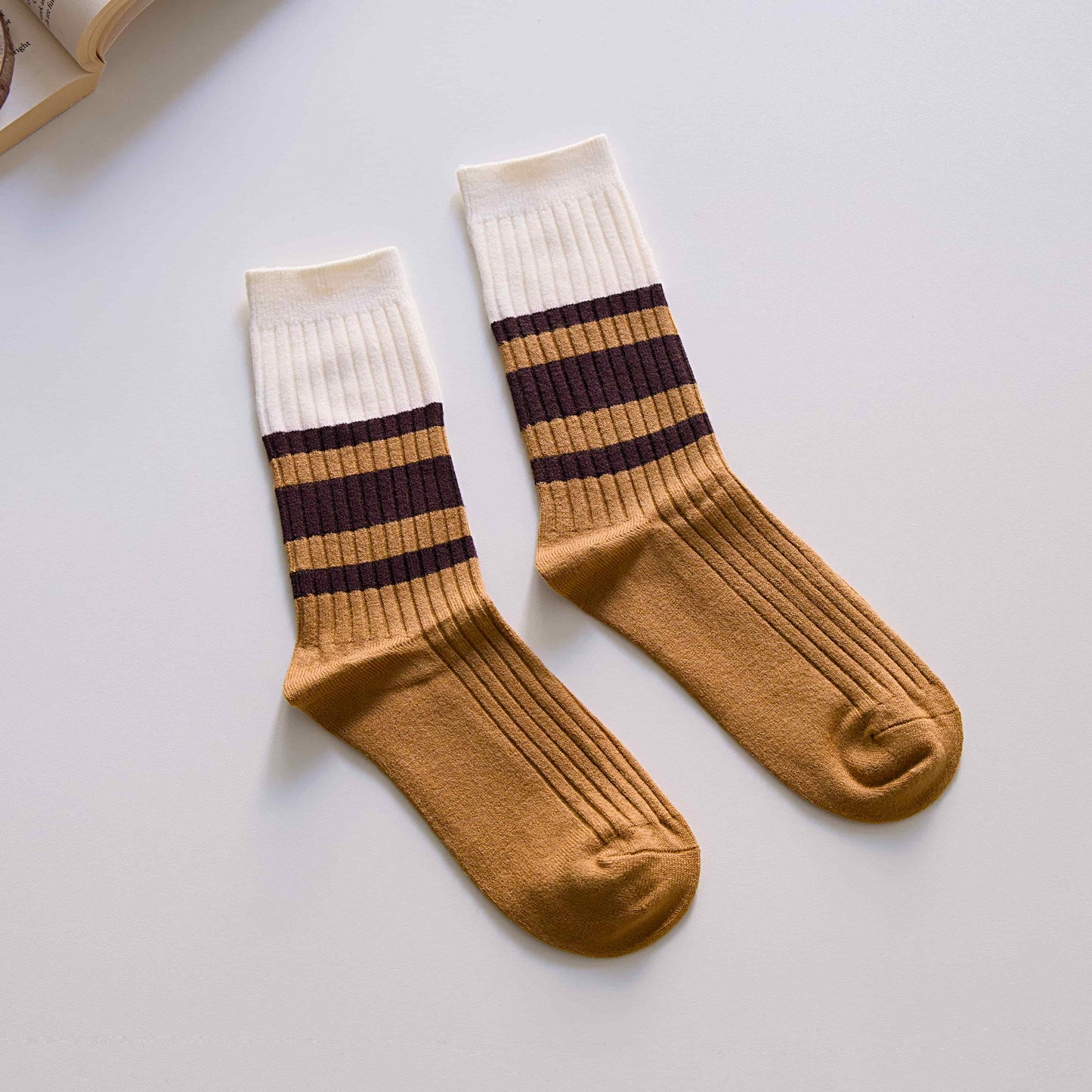 3-Pack Women’s Retro Striped Crew Socks – Cashmere Blend