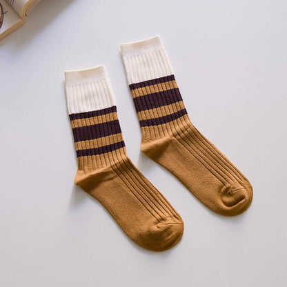 3-Pack Women’s Retro Striped Crew Socks – Cashmere Blend