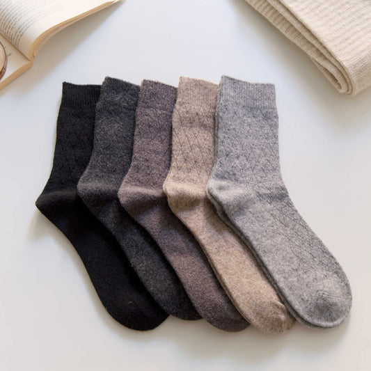 5-Pack Men’s Wool Blend Crew Socks – Winter Warmth