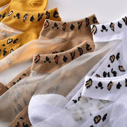 5-Pack Stylish Women's Leopard Print Ankle Socks