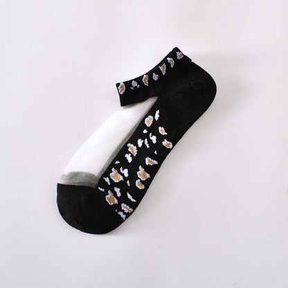 5-Pack Stylish Women's Leopard Print Ankle Socks