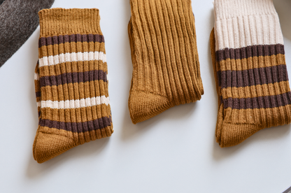 2-Pack Retro Striped Cotton Socks – Vintage Crew Style