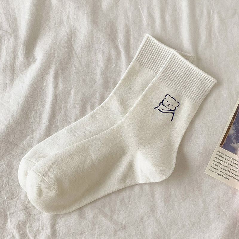 2-Pack Animal Print Crew Socks – Playful Cartoon Style