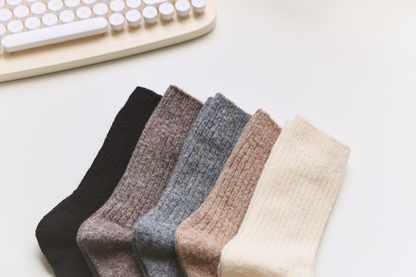 2-Pack Warm Cashmere & Wool Blend Socks – Solid Colors for Winter