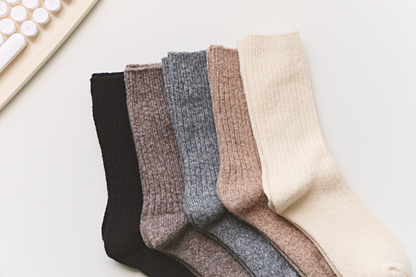 2-Pack Warm Cashmere & Wool Blend Socks – Solid Colors for Winter