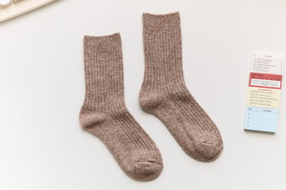 2-Pack Warm Cashmere & Wool Blend Socks – Solid Colours for Winter