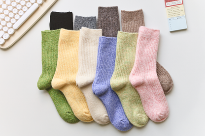 2-Pack Warm Cashmere & Wool Blend Socks – Solid Colours for Winter
