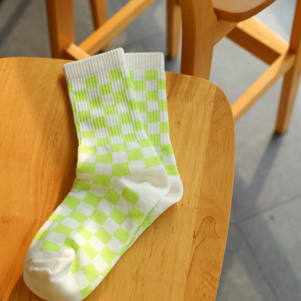 2-Pack CheckerBoard Socks: Warm Knitted Cotton Comfort for Every Step