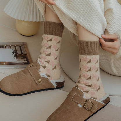 2-Pack Women's Thick Wool Socks for Winter - Cozy Pink Warmth