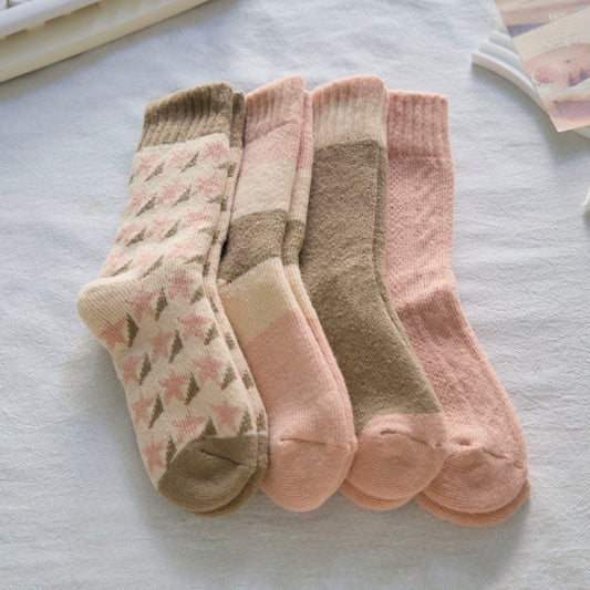 2-Pack Women's Thick Wool Socks for Winter - Cozy Pink Warmth